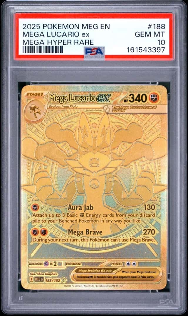 Mega Lucario Ex Mega Hyper Rare Pokemon Meg En-Mega Evolution 188 NM PSA 10