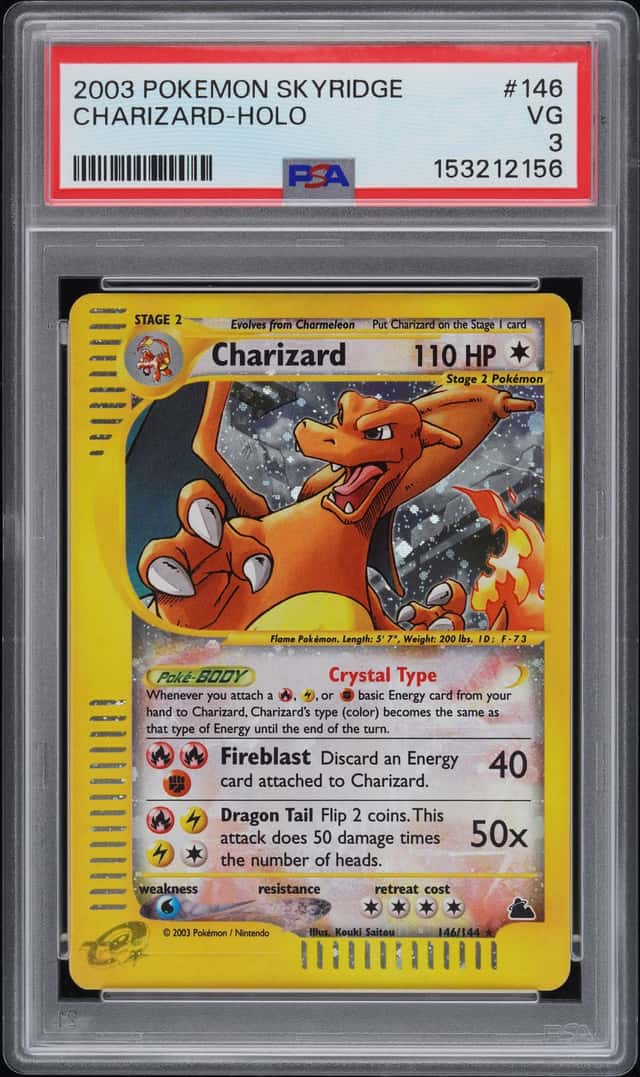 2003 Pokemon CHARIZARD #146/144 Skyridge Rare Holo Stellar English PSA 3