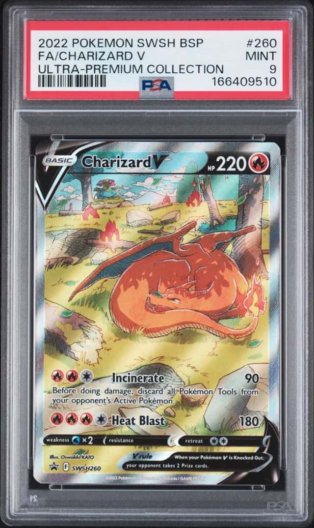 2022 POKEMON SWSH BLACK STAR PROMO #260 FULL ART/CHARIZARD V PSA 9