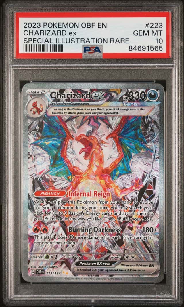Pokémon Charizard ex 223/197 Obsidian Flames Holo SV03 English SIR 2023 PSA 10 