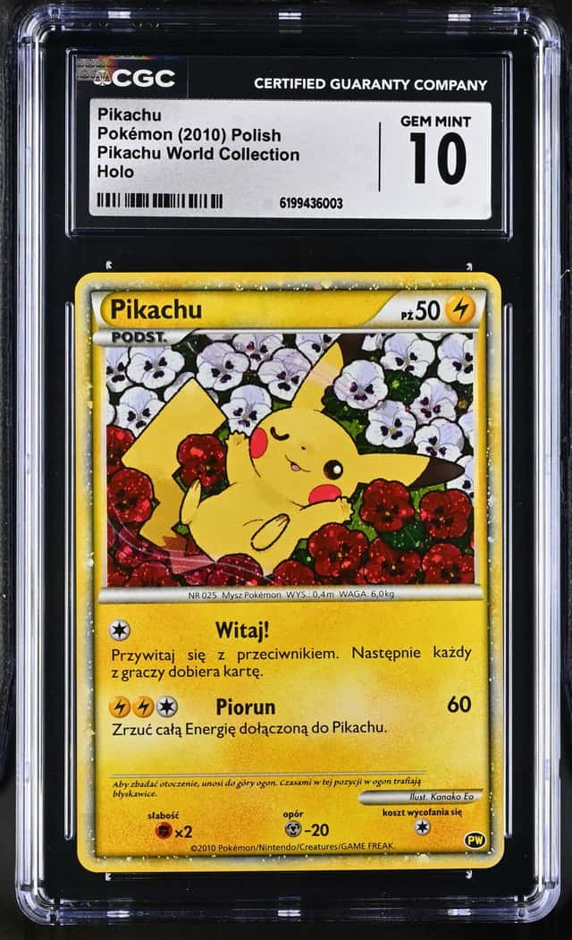2010 Pokemon Polish Pikachu World Collection Pikachu Holo CGC 10