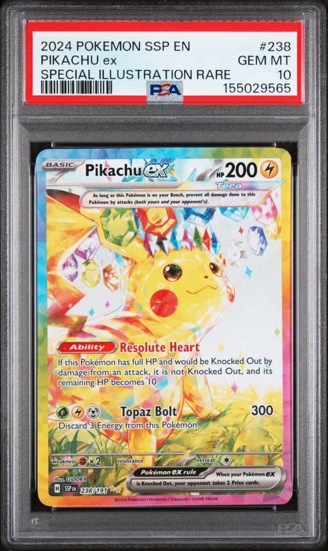 2024 POKEMON SSP EN-SURGING SPARKS SPECIAL ILLUSTRATION RARE PIKACHU EX PSA 10