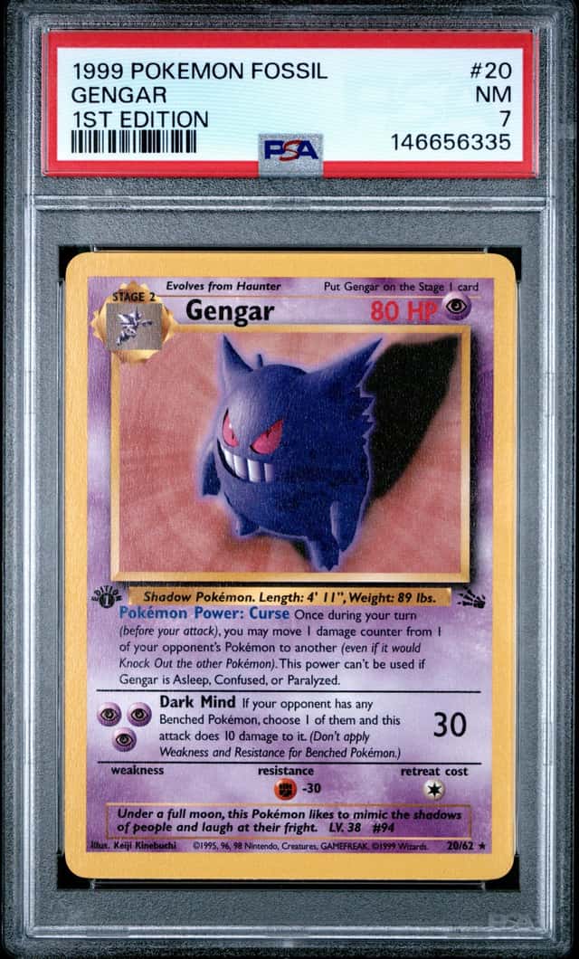 Gengar 1st Edition PSA 7 Fossil 20/62 Rare 1999 Pokemon TCG