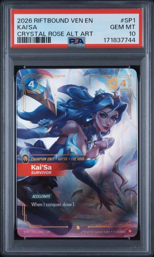 Riftbound League Of Legends Kai'sa Survivor VEN SP1 Crystal Rose Alt Art PSA 10