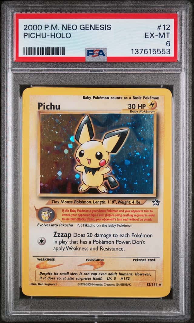 Pokémon Neo Genesis 2000 Rare Holographic Card Pichu 12/111 PSA 6