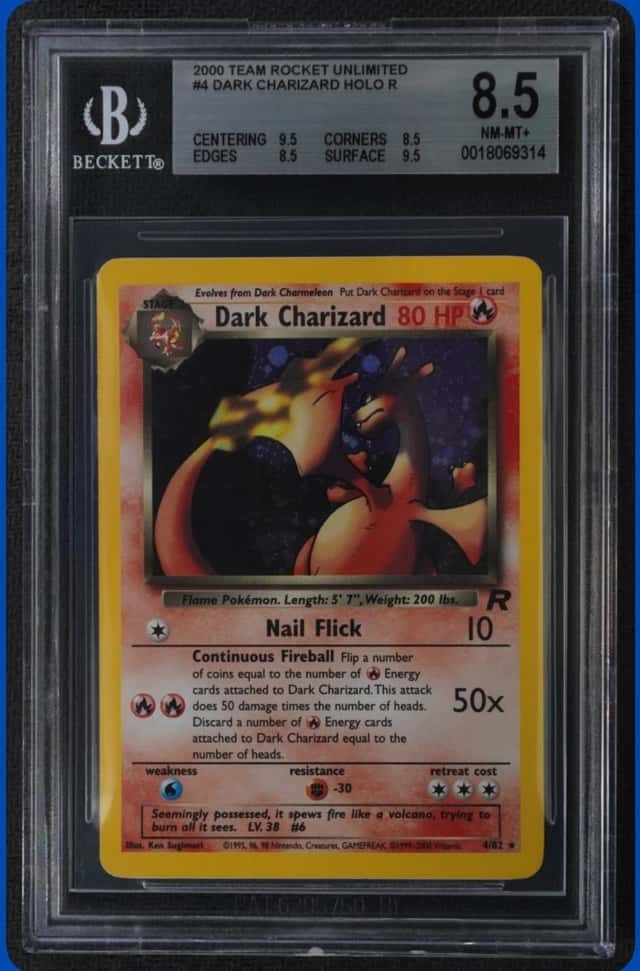 2000 POKEMON TEAM ROCKET UNLIMITED #4/82 DARK CHARIZARD HOLO RARE BGS 8.5