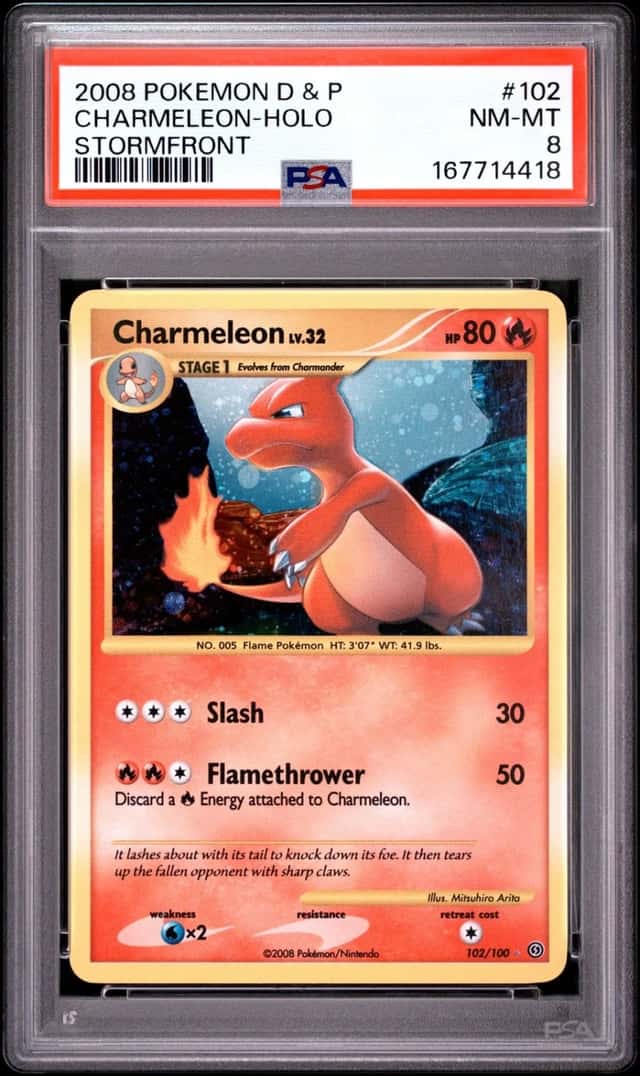 2008 POKEMON DIAMOND & PEARL STORMFRONT #102 CHARMELEON-HOLO PSA 8