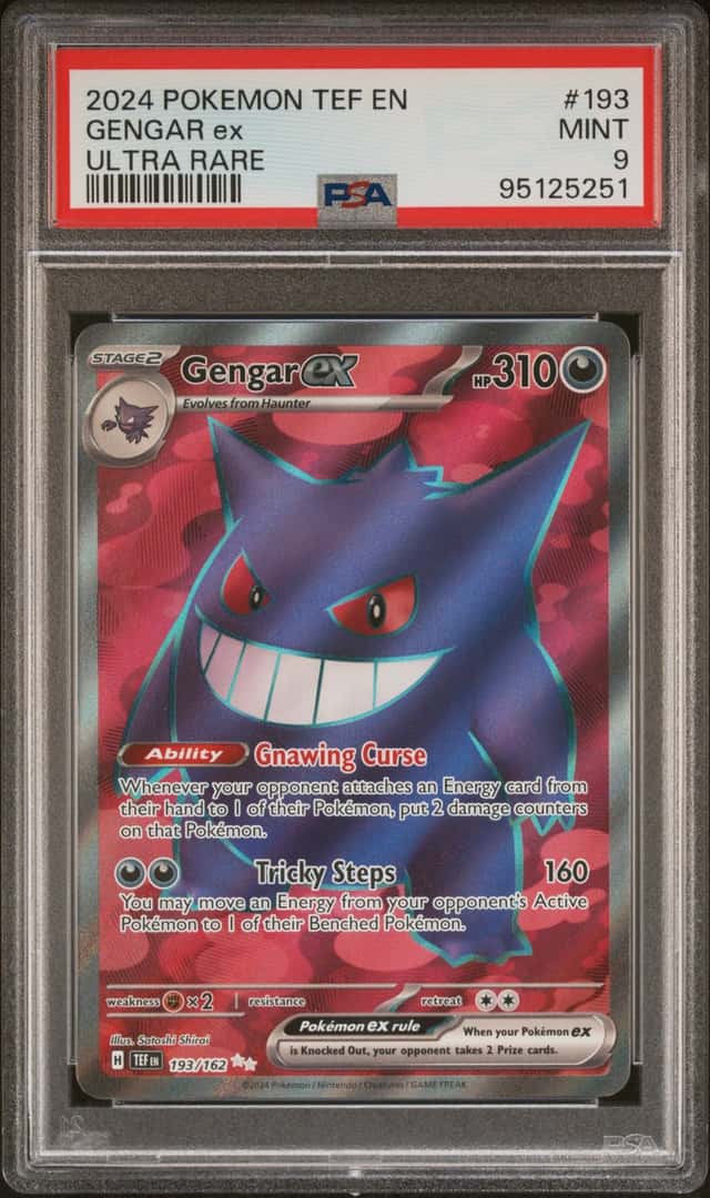 2024 POKEMON TEMPORAL FORCES #193/162 GENGAR EX FULL ART ULTRA RARE PSA 9