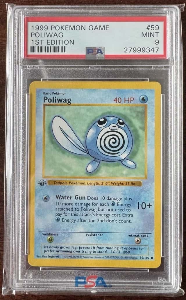 1999 Pokemon Base Set PSA 9 1st Edition Shadowless # 59 Poliwag
