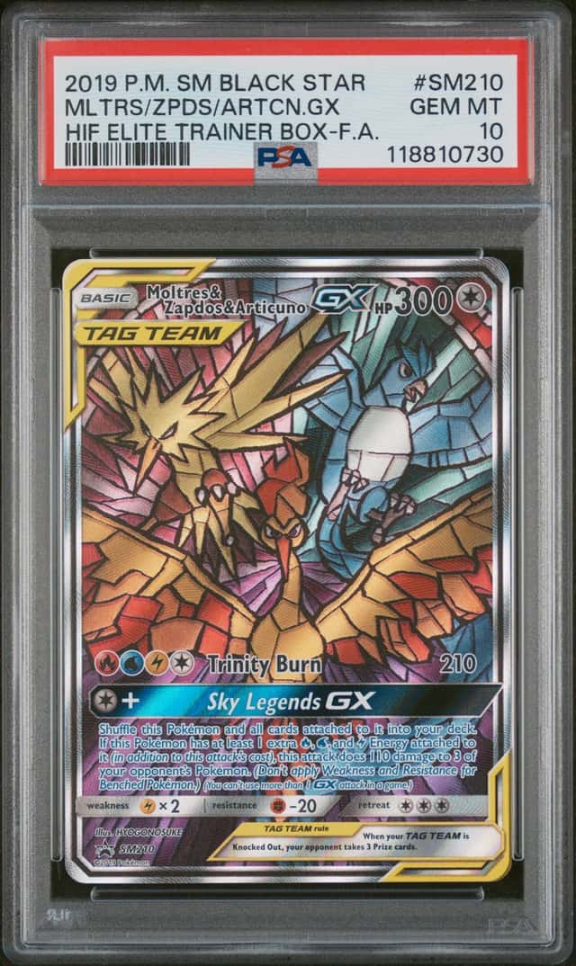 Pokémon TCG Moltres Zapdos Articuno GX SM210 Hidden Fate Promo PSA 10
