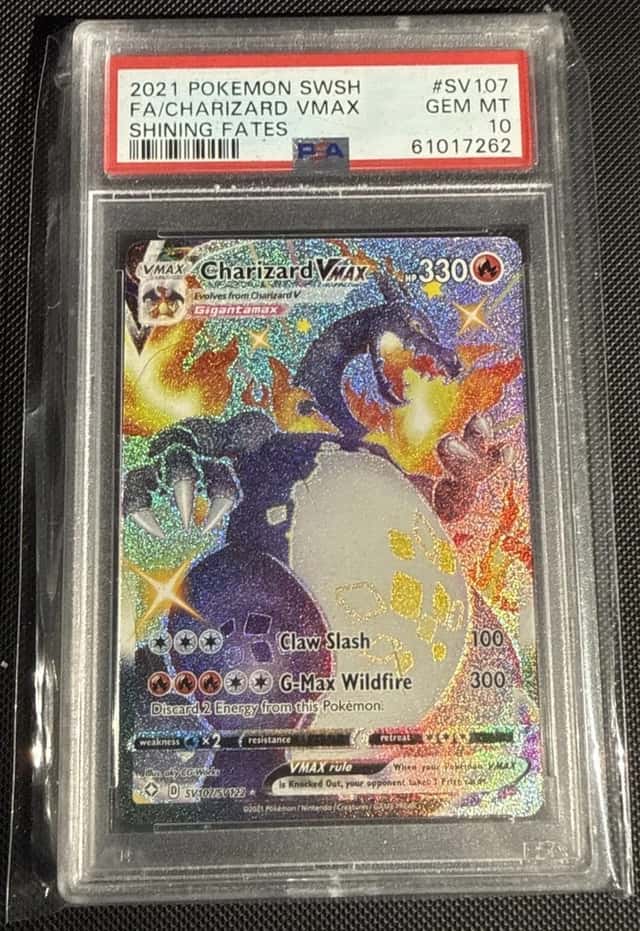 2021 Pokémon SW&SH Shining Fates Charizard Vmax SV107/SV122 Full Art PSA 10