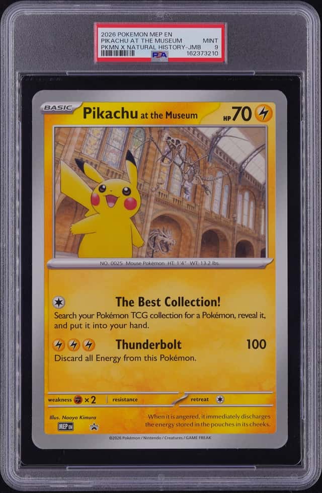2026 POKEMON MEP EN-ME BLACK STAR PROMO JUMBO PIKACHU AT THE MUSEUM PSA 9
