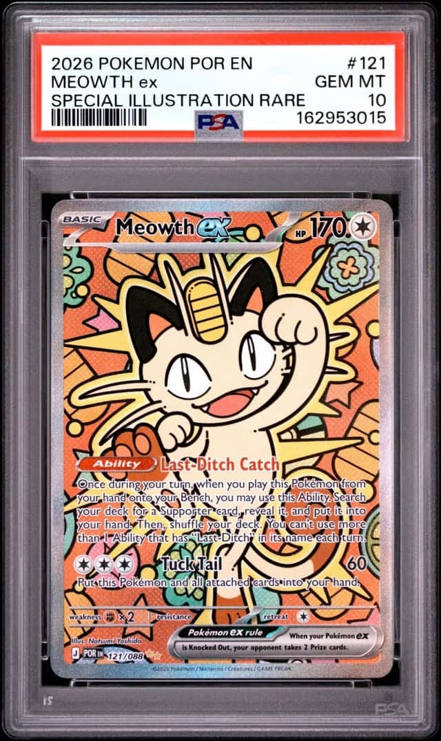 2026 POKEMON POR EN-PERFECT ORDER SPECIAL ILLUSTRATION RARE MEOWTH EX PSA 10