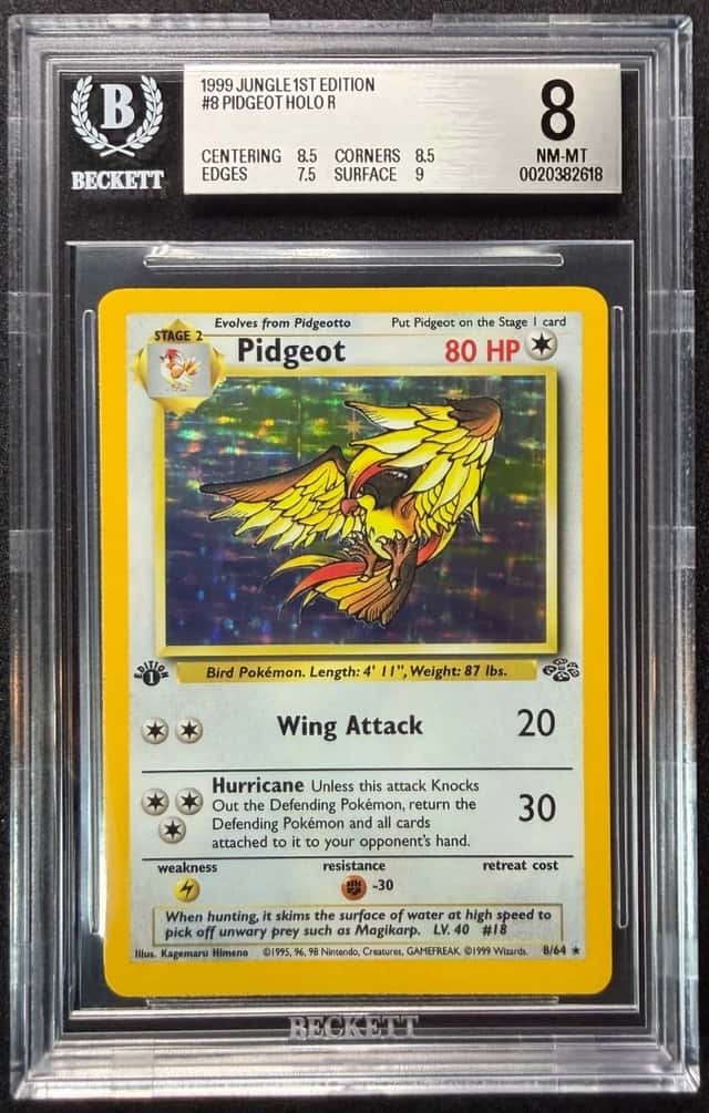 1999 Pokemon Jungle Pidgeot 1st Edition HOLO Rare 8/64 BGS 8 NM