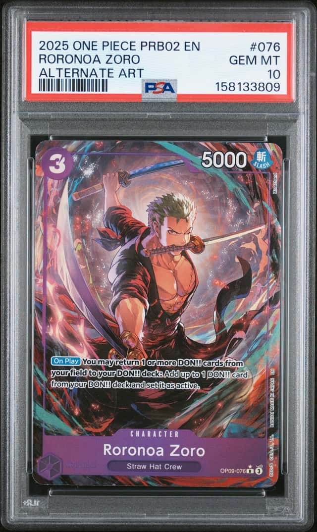 One Piece 2025 Roronoa Zoro OP09-076 Alternate Art PRB02 GEM MINT PSA 10