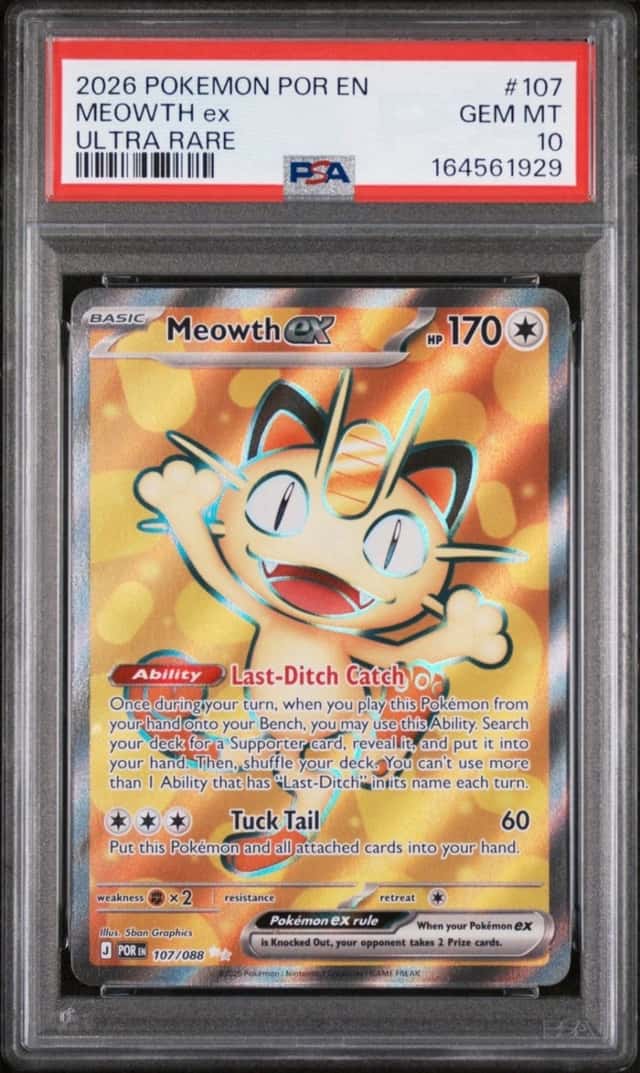 POKEMON MEOWTH ex 2026 PERFECT ORDER #107 ULTRA RARE PSA 10