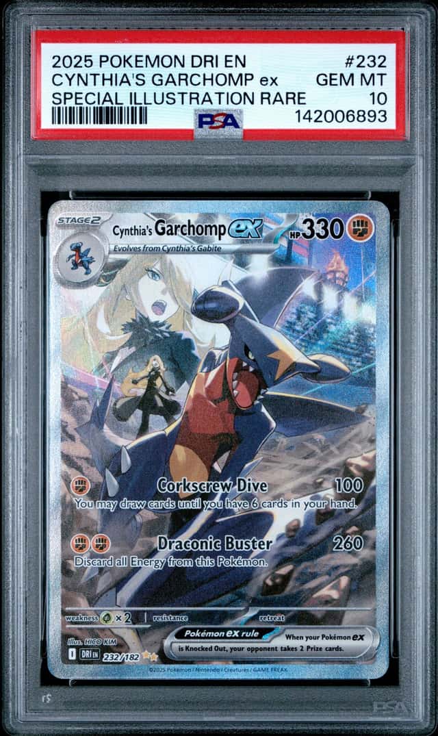 2025 Pokemon Scarlet & Violet Destined Rivals SIR Cynthia's Garchomp ex #232 PSA 10 GEM MINT
