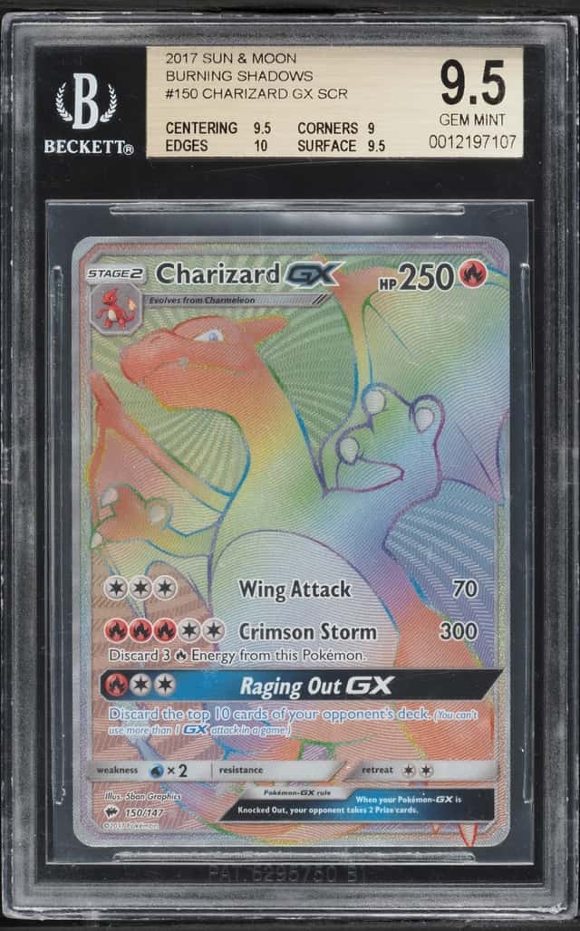 2017 Pokemon Sun & Moon Burning Shadows Rainbow Rare Charizard GX #150 BGS 9.5 GEM MINT