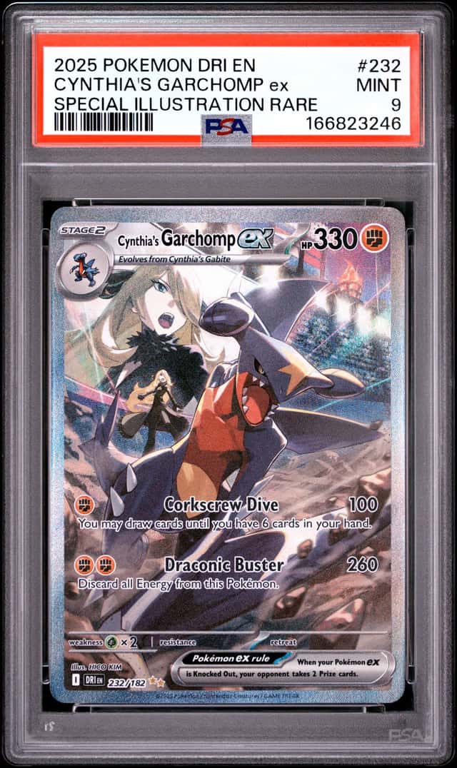 2025 POKEMON DRI EN-SPECIAL ILLUSTRATION RARE #232 CYNTHIA'S GARCHOMP EX PSA 9