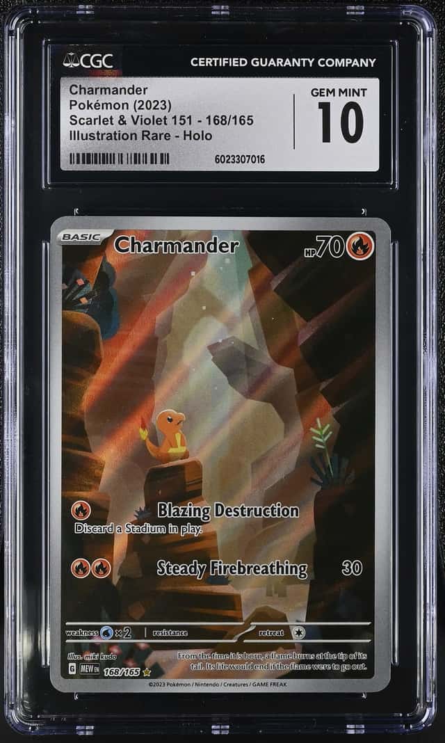 CGC 10 Charmander 168/165 Sv Scarlet & Violet 151 Illustration Rare Holo 2023