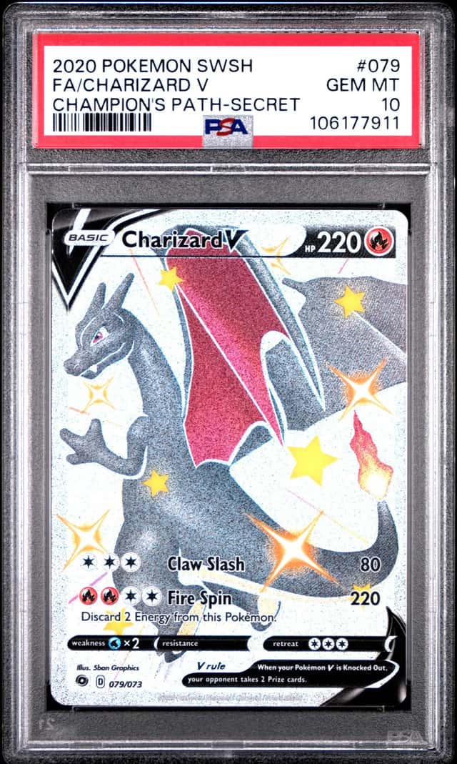2020 Pokemon SWSH Champion's Path Secret #079 FA Charizard V PSA 10