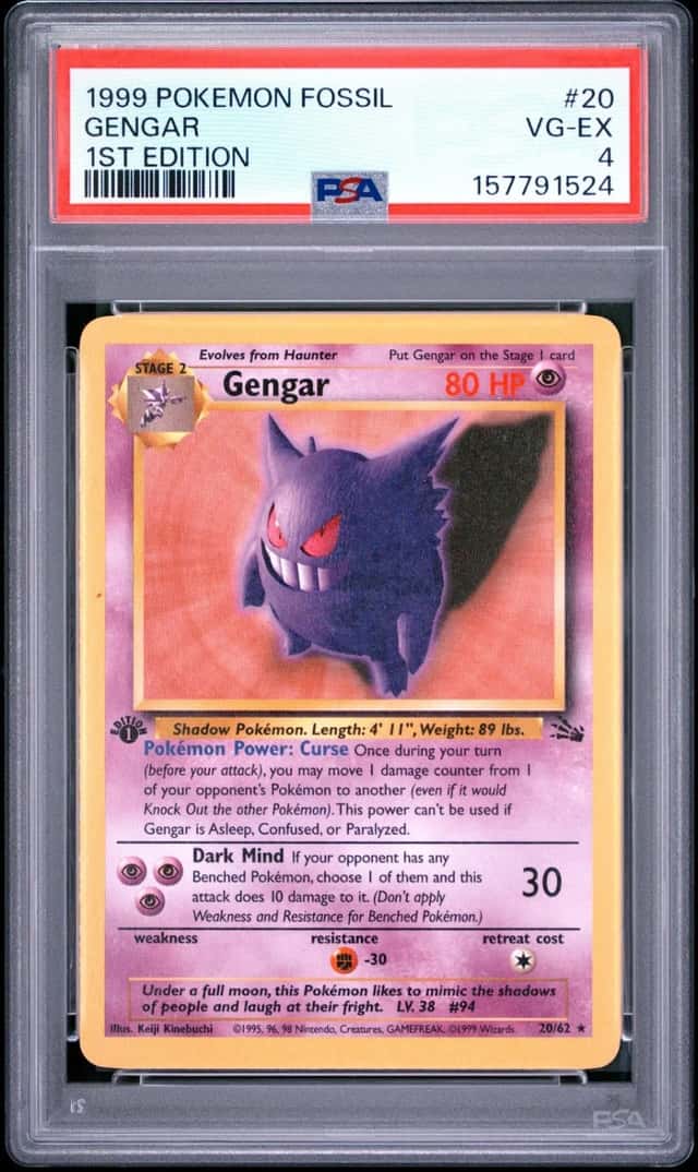 1999 Pokemon Fossil Gengar #20 1st Edition PSA 4 VG-EX