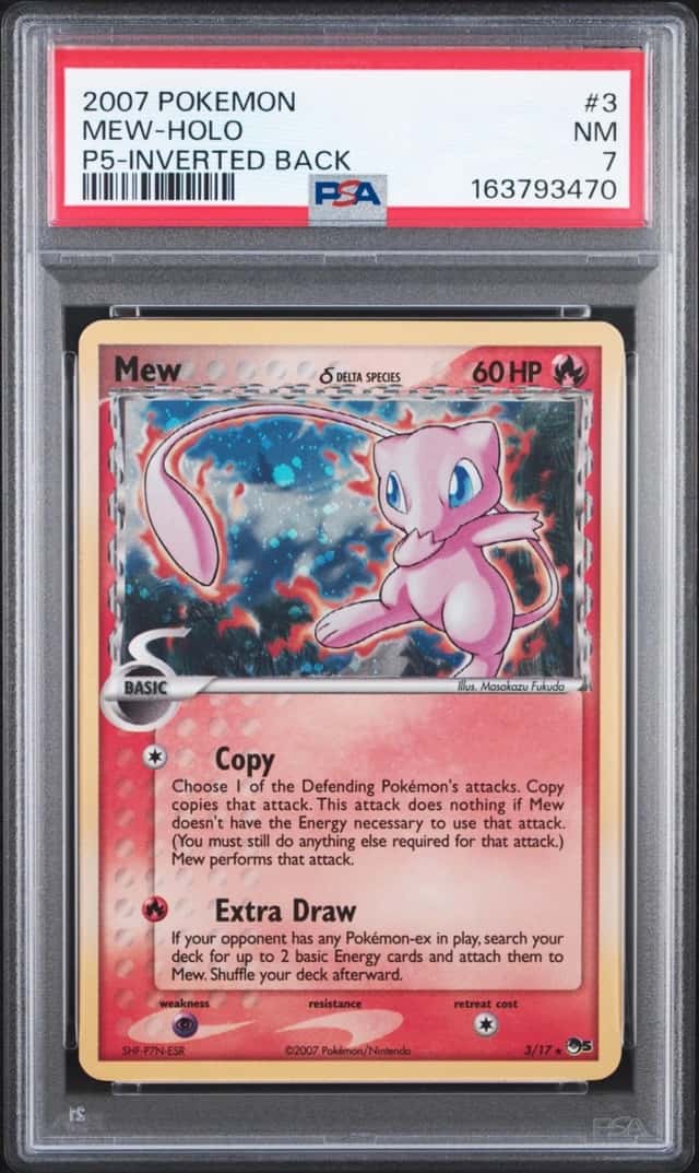 Pokemon Mew Holo Pop Series 5 3/17 Inverted Back PSA 7