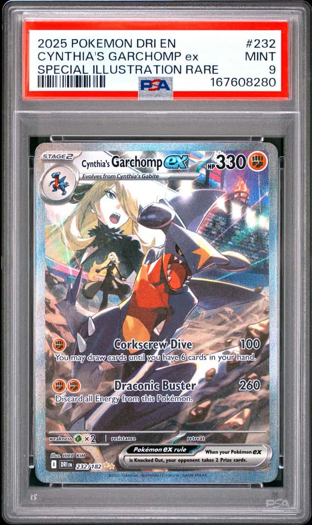 2025 POKEMON DRI EN-DESTINED RIVALS #232 CYNTHIA'S GARCHOMP EX PSA 9