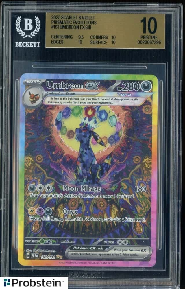 2025 Pokemon PRE EN SIR Prismatic Evolutions #161 Umbreon ex BGS 10 PRISTINE