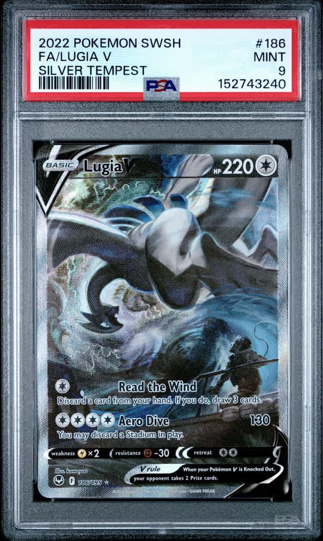 2022 POKEMON SWORD & SHIELD SILVER TEMPEST #186 FA/LUGIA V SILVER TEMPEST PSA 9