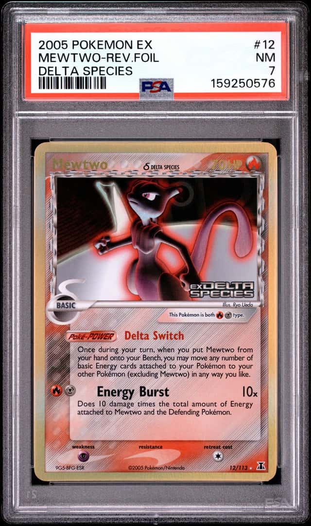 2005 POKEMON EX DELTA SPECIES #12 MEWTWO-REVERSE FOIL PSA 7