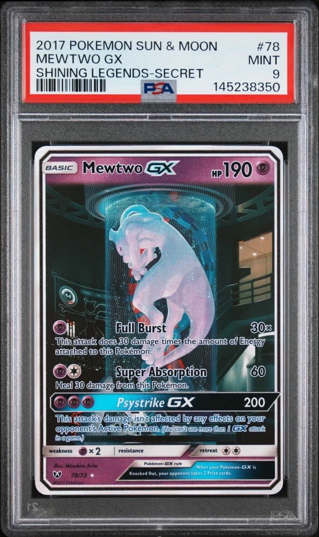 Pokemon Mewtwo GX Shining Legends 78/73 Secret Rare PSA 9 Mint