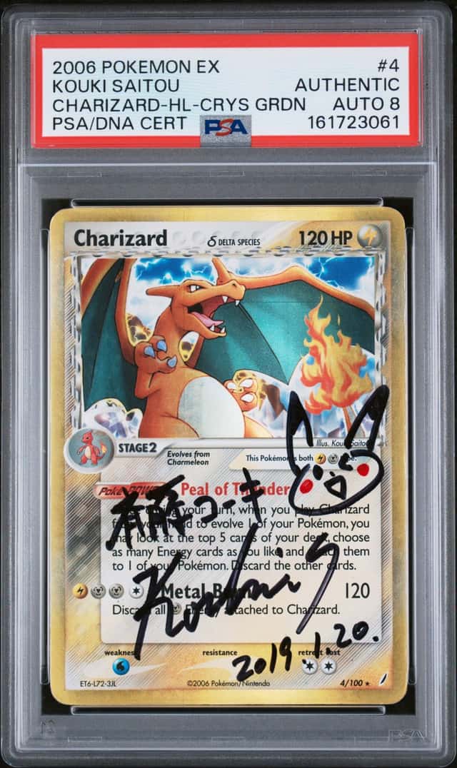 Pokemon PSA AUTH AUTO8 Charizard Holo Kouki Saitou 2006 #4 Crystal Guardians ENG