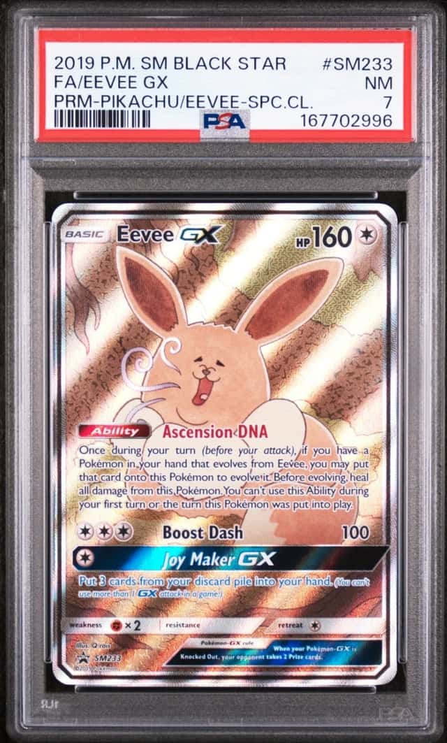 2019 POKEMON SM BLACK STAR PROMO #SM233 FULL ART/EEVEE GX PSA 7