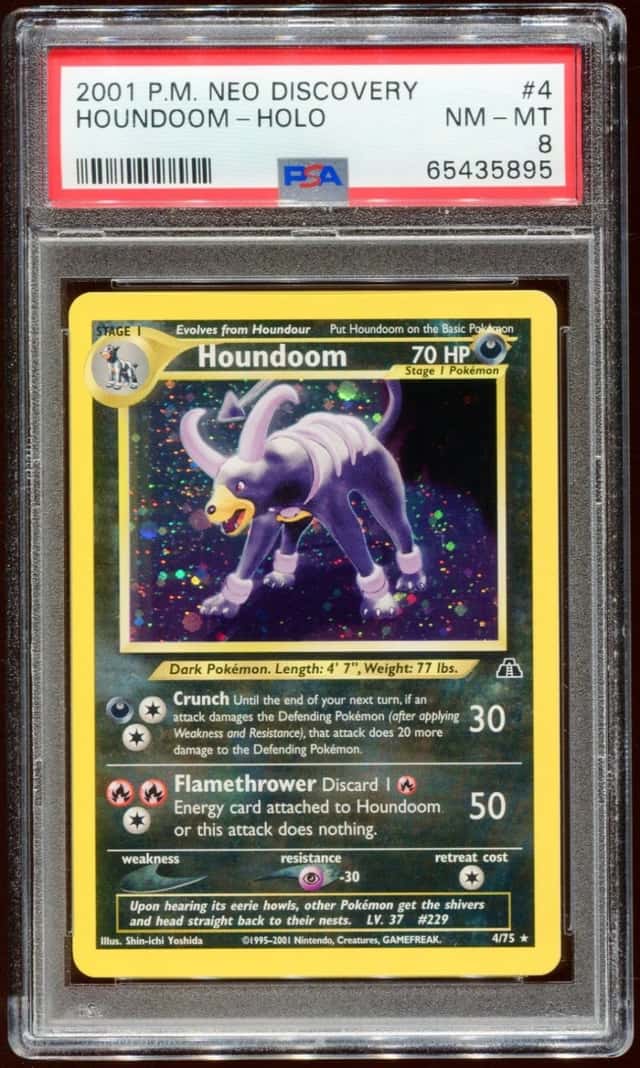 2001 POKEMON NEO DISCOVERY HOUNDOOM #4/75 UNLIMITED HOLO FOIL PSA 8