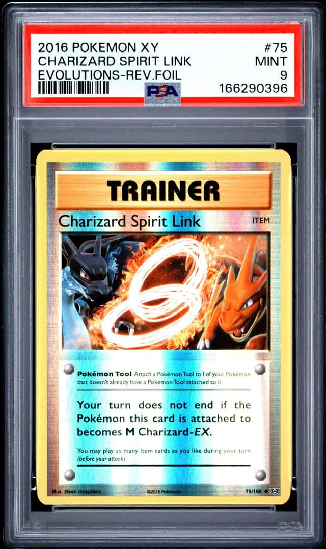 0396 Charizard Spirit Link 2016 Pokemon XY Evolutions #75 Reverse Holo PSA 9
