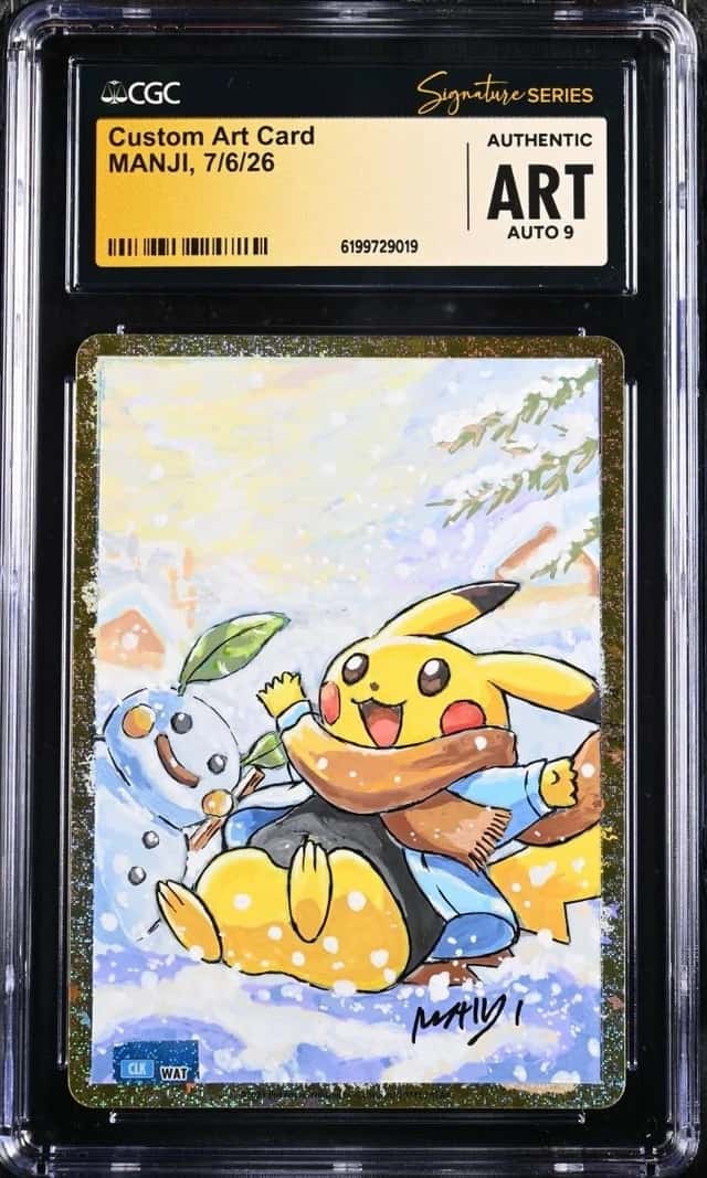Pokemon 2023 Custom Art Card Ponchu Pikachu Sketch MANJI Signed CGC ART AUTO 9