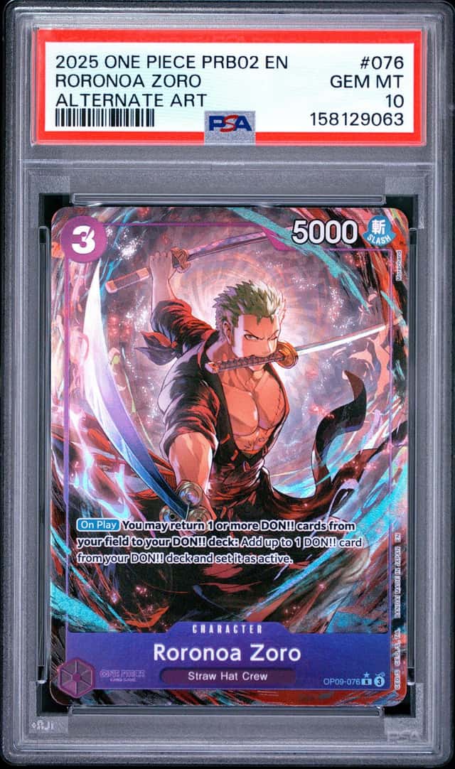 One Piece 2025 Roronoa Zoro OP09-076 Alternate Art PRB02 GEM MINT PSA 10
