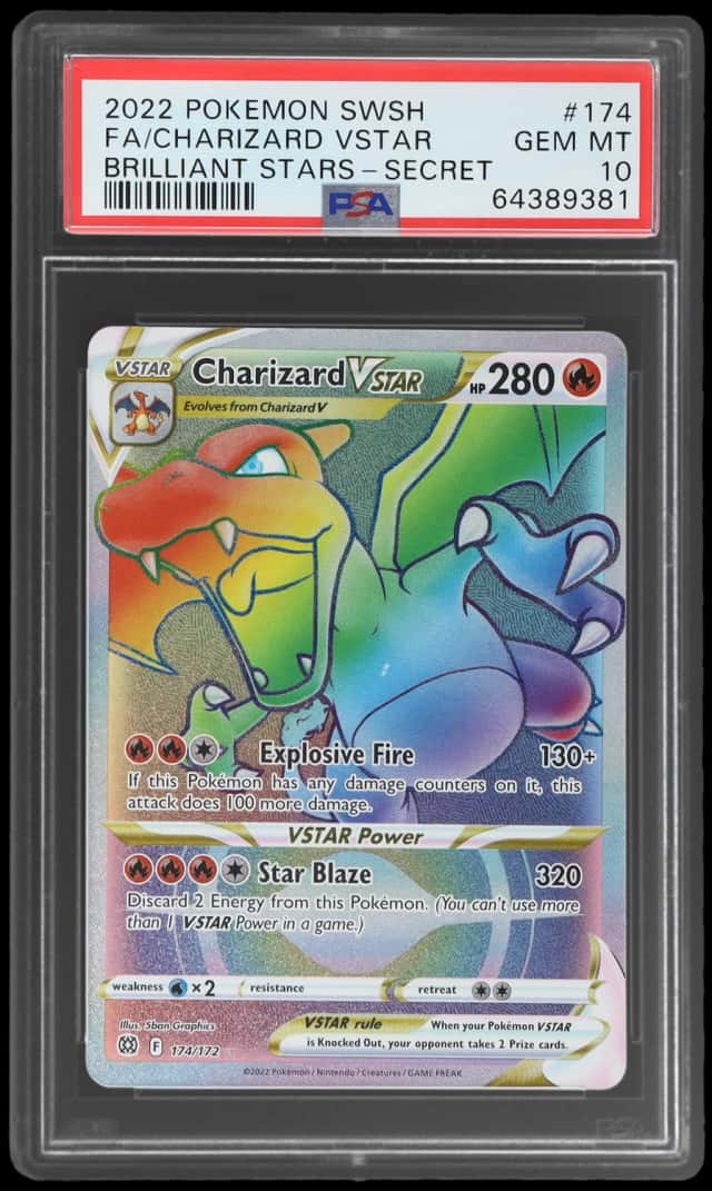 2022 Pokemon Sword and Shield Brilliant Stars Secret Rare Charizard Vstar #174