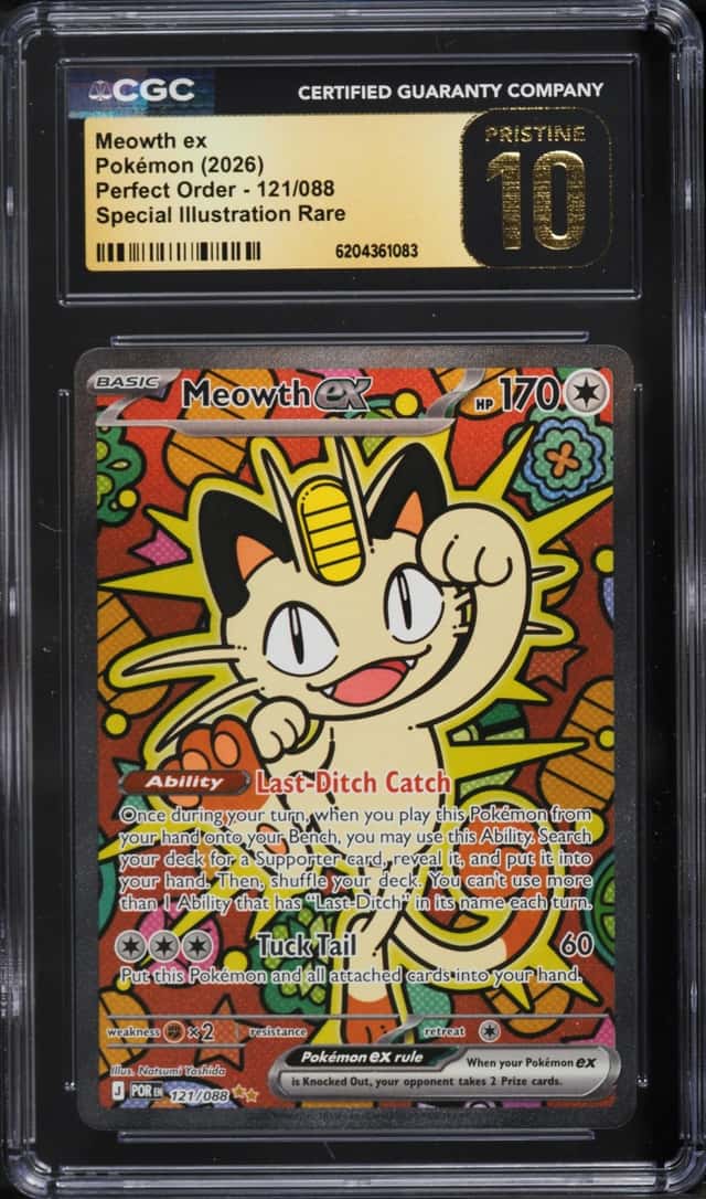 2026 Pokemon Mega Evolution Perfect Order SIR Meowth Ex #121 CGC 10 PRISTINE