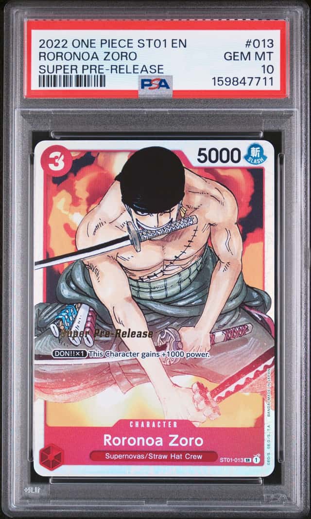 2022 One Piece ST01 EN Super Pre-Release #ST01-013 Roronoa Zoro PSA 10 GEM MINT