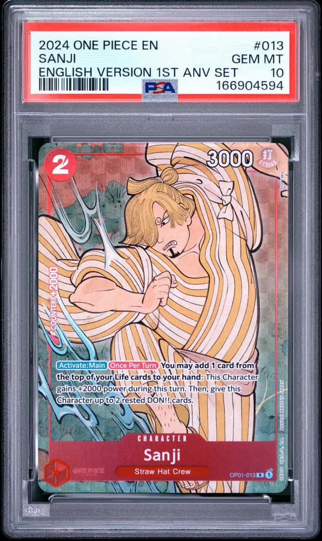 One Piece Sanji English Version 1st Anniversary Set OP01-013 PSA 10 Gem Mint