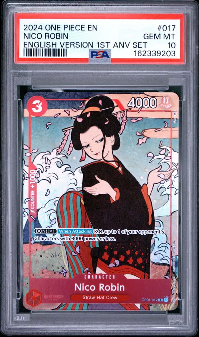 One Piece Nico Robin English Version 1st Anniversary Set OP01-017 PSA 10