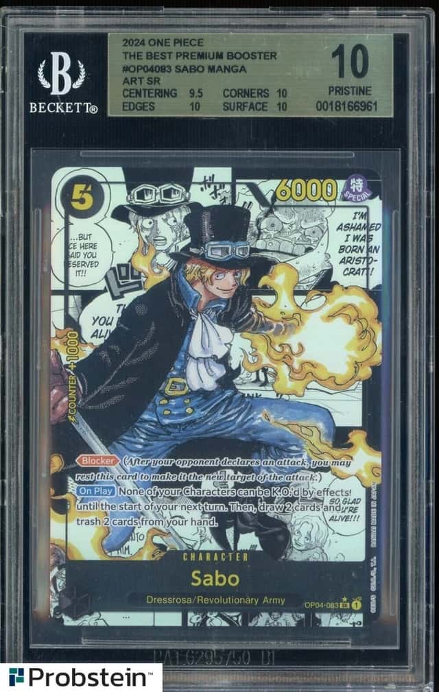 2024 One Piece The Best Premium Booster OP04083 Sabo Manga Foil BGS 10 PRISTINE