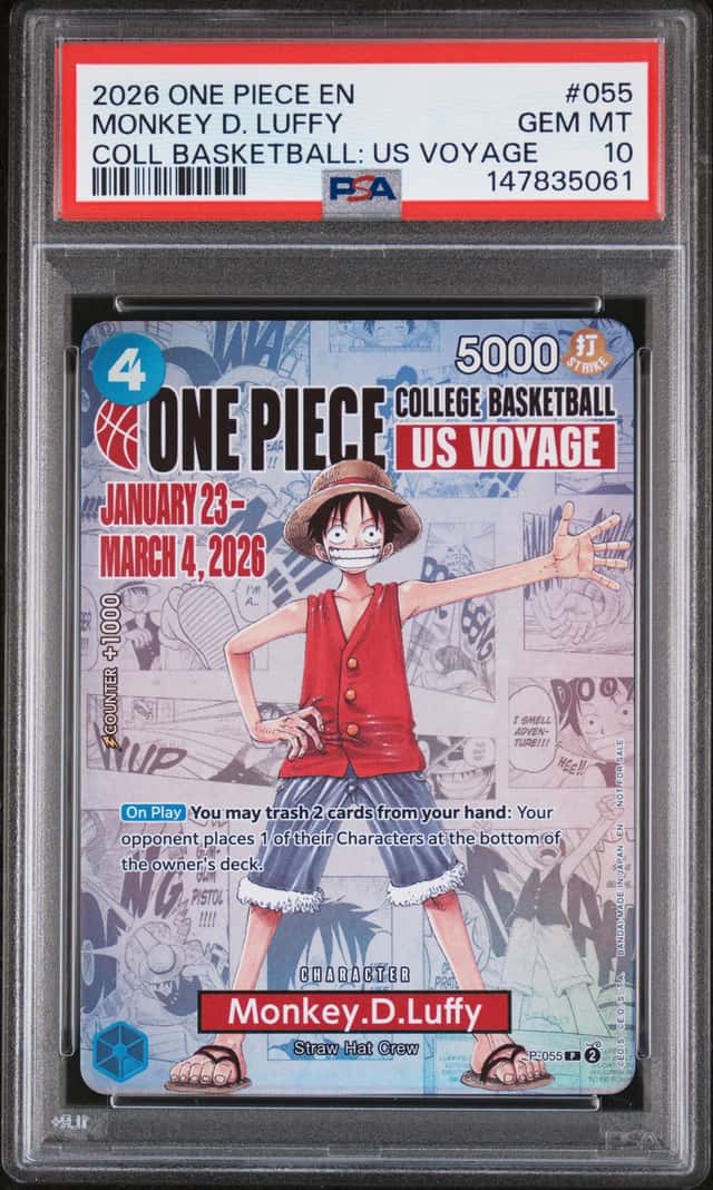 OPCG 航海王（海贼王）PSA10 蒙奇·D·路飞 2026 P-055 P USV海贼王大学篮球之旅 美版