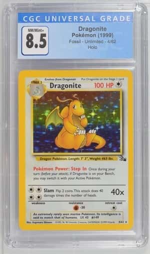 Dragonite Pokemon (1999) Fossil Unlimited 4/62 Holo CGC 8.5 NM/MINT+. Rare. 0070
