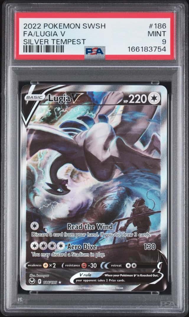 2022 POKEMON SWORD & SHIELD SILVER TEMPEST #186 FULL ART/LUGIA V PSA 9