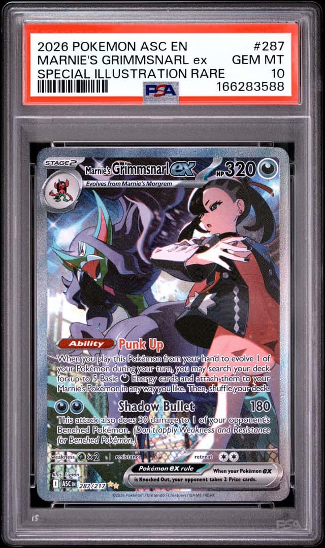 2026 POKEMON ASC SPECIAL ILLUSTRATION RARE #287 MARNIE'S GRIMMSNARL EX PSA 10