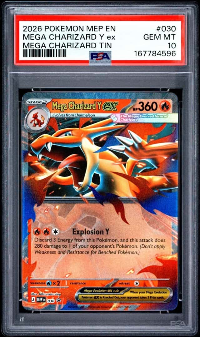 2026 POKEMON MEP EN-ME MEGA CHARIZARD TIN MEGA CHARIZARD Y EX PSA 10