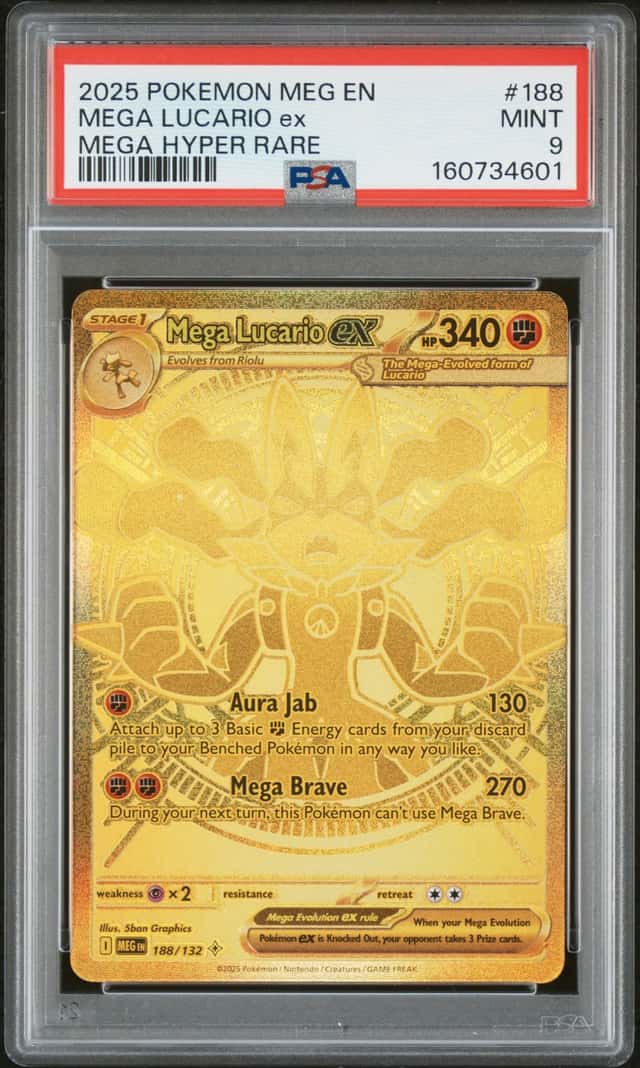 2025 POKEMON MEG EN-MEGA EVOLUTION MEGA HYPER RARE #188 MEGA LUCARIO EX PSA 9